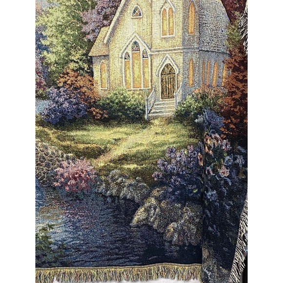 Manual Woodworkers & Weavers Psalm 122: 1 Tapestry Throw Blanket Country Church - Picture 4 of 10